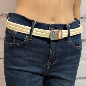 Vintage Reversible’Seatbelt Buckle’ Style Adjustable Belt with Anchor Insignia
